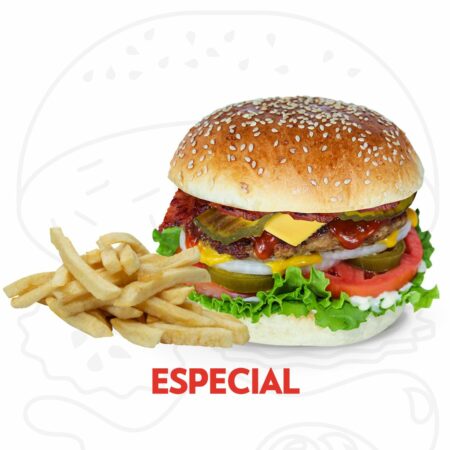 La clave que eleva esta hamburguesa Especial Flash Burguer. Una generosa porción de tocino crujiente que aporta un toque salado y ahumado irresistible