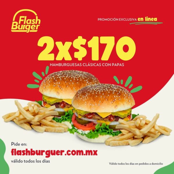 Promocion 2 hamburguesas clasicas por $170